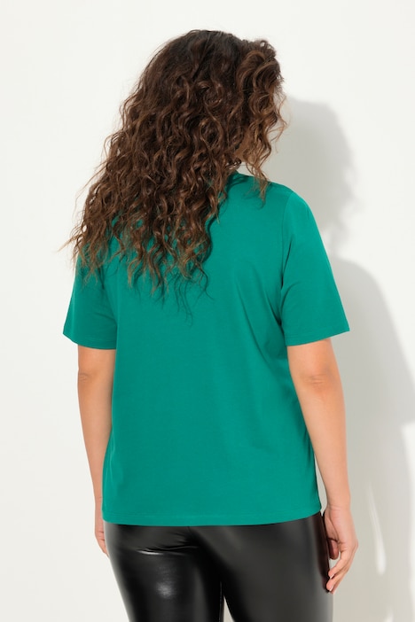 T-Shirt, Stickerei, Classic, V-Ausschnitt, Halbarm