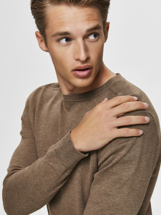 Selected Homme SLHBERG CREW NECK B NOOS Teak/melange