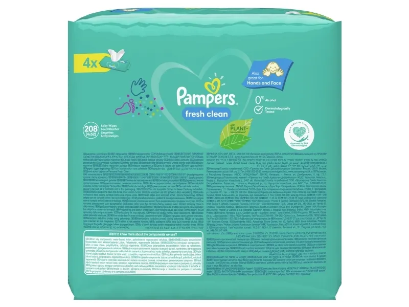 Pampers 81688043, Vådservietter til baby, Dermatologisk testet, Allergivenlig, Neutral pH