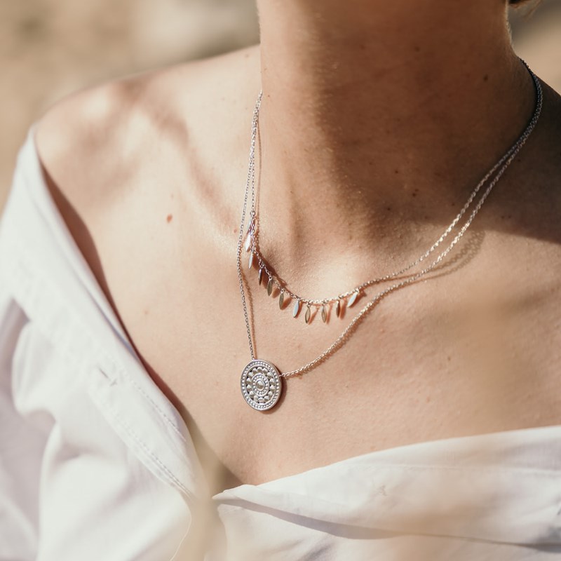 Collier Fin Argent Mode Tendance Pampilles