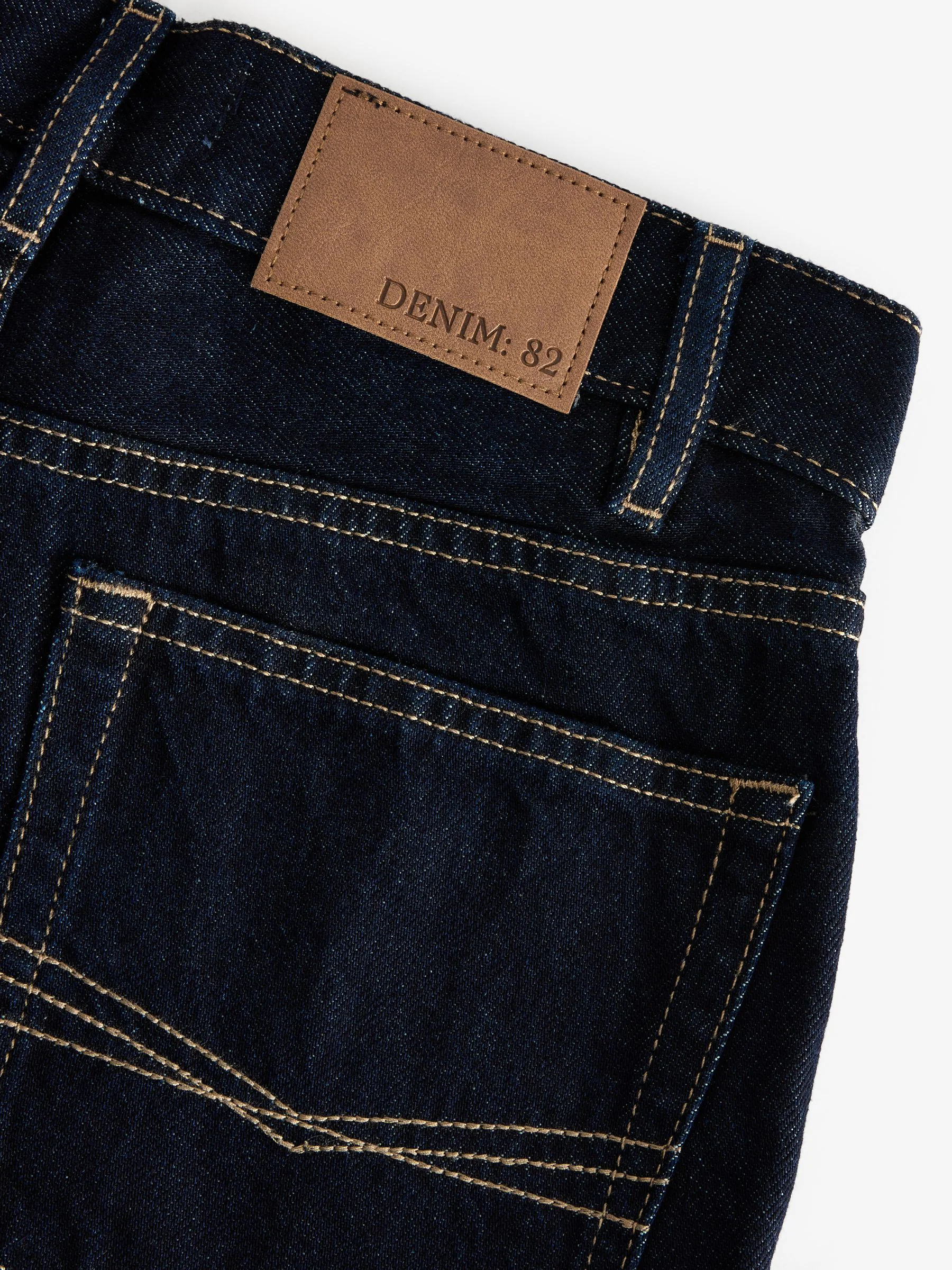 Blauw met wassing - 100% katoenen mom jeans met rechte pijpen