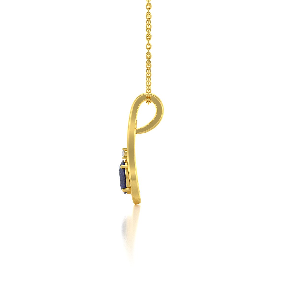 Collier Pendentif Saphir & Diamant en Or Jaune - Cadeau Anniversaire | Aden