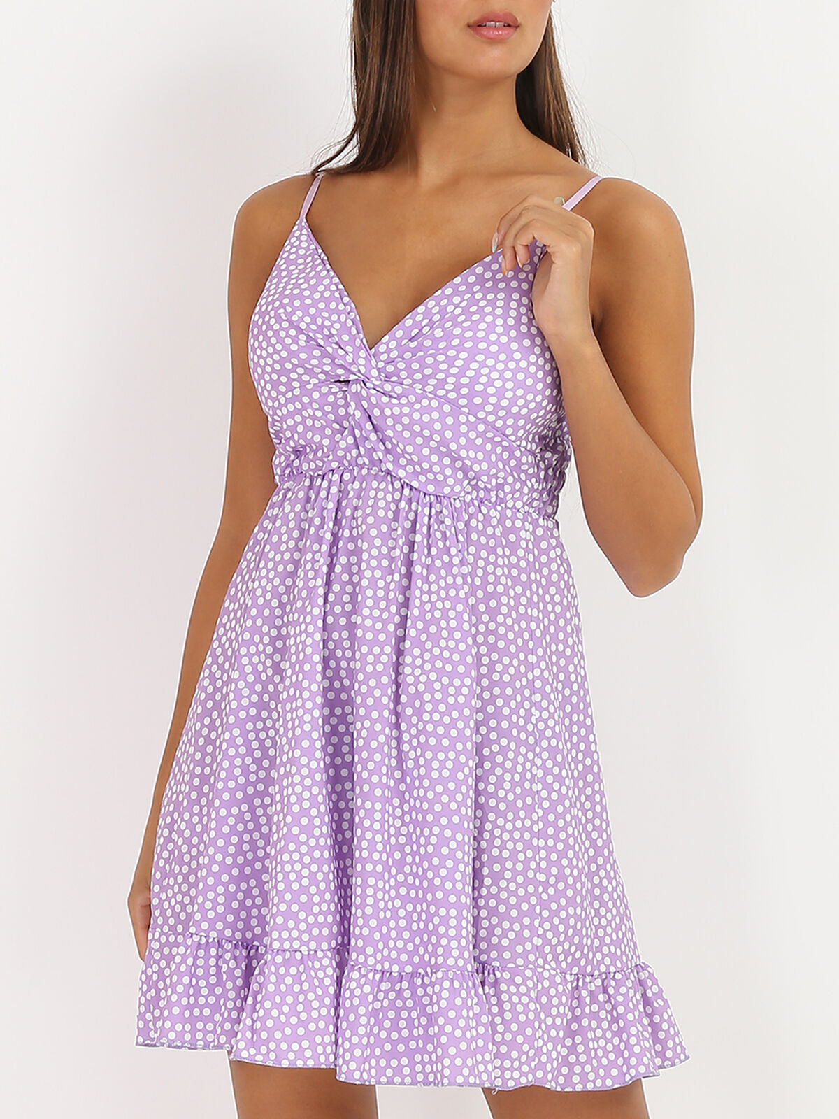 Robe cache-coeur à pois- Violet