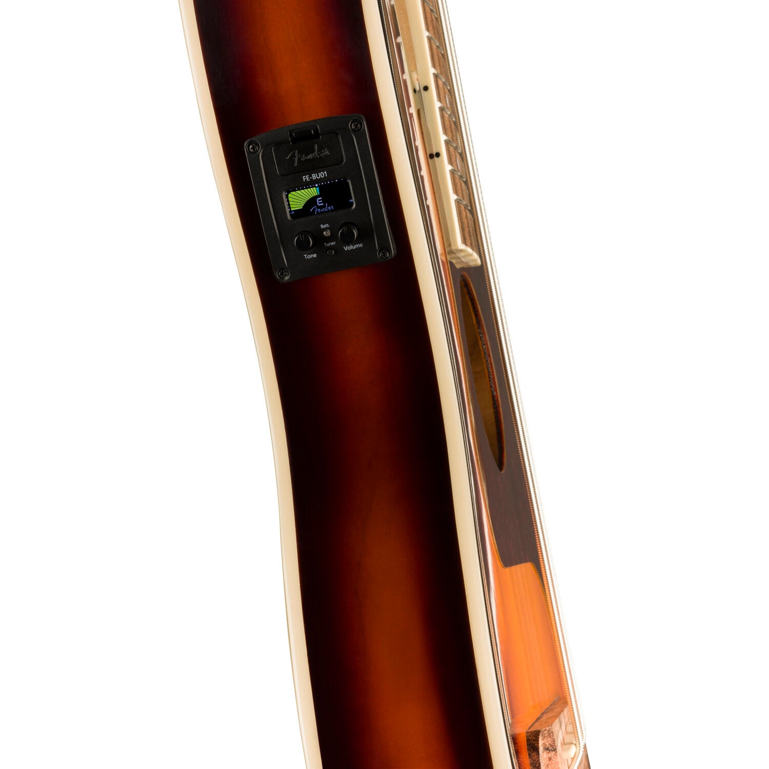 Fender Fullerton Precision Bass Uke WN Tortoiseshell Pickguard 3-Color Sunburst elektrisch-akoestische bas ukelele