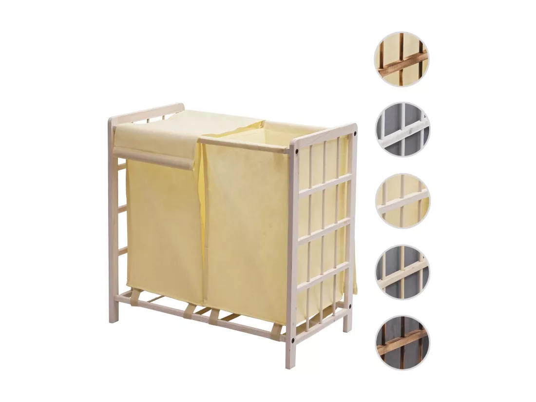 Collecteur de linge MCW-B60, blanc miteux, couvercle crème