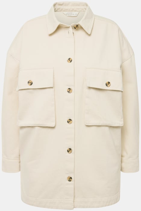 Hemdjacke, oversized, Hemdkragen, weiter Langarm