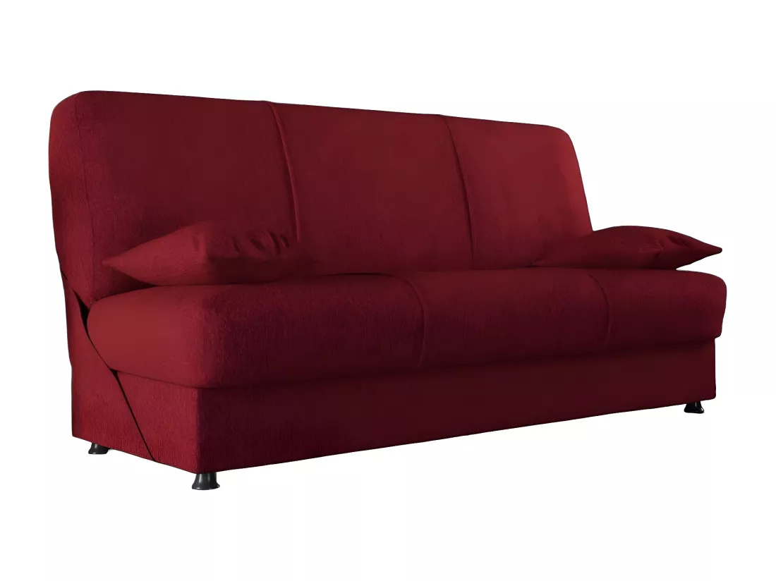 Canapé Alvaro, Canapé conteneur 3 places avec 2 coussins inclus, Canapé de salon en tissu rembourré avec ouverture clic-clac, 180x81h90 cm, Rouge