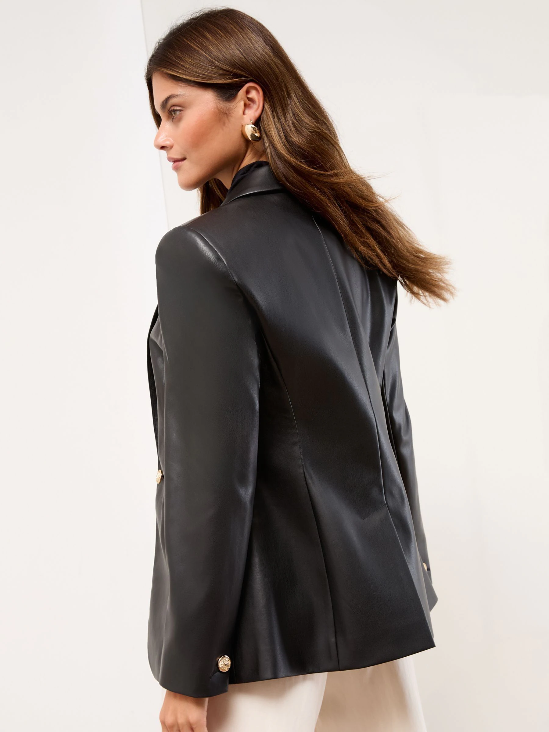 Zwart imitatieleer - Lipsy - Blazer met enkele knopenrij
