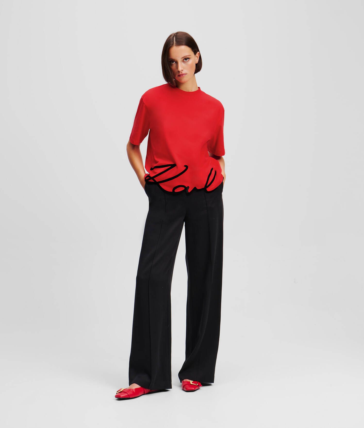 T-SHIRT OURLET KARL SIGNATURE - Rouge Course