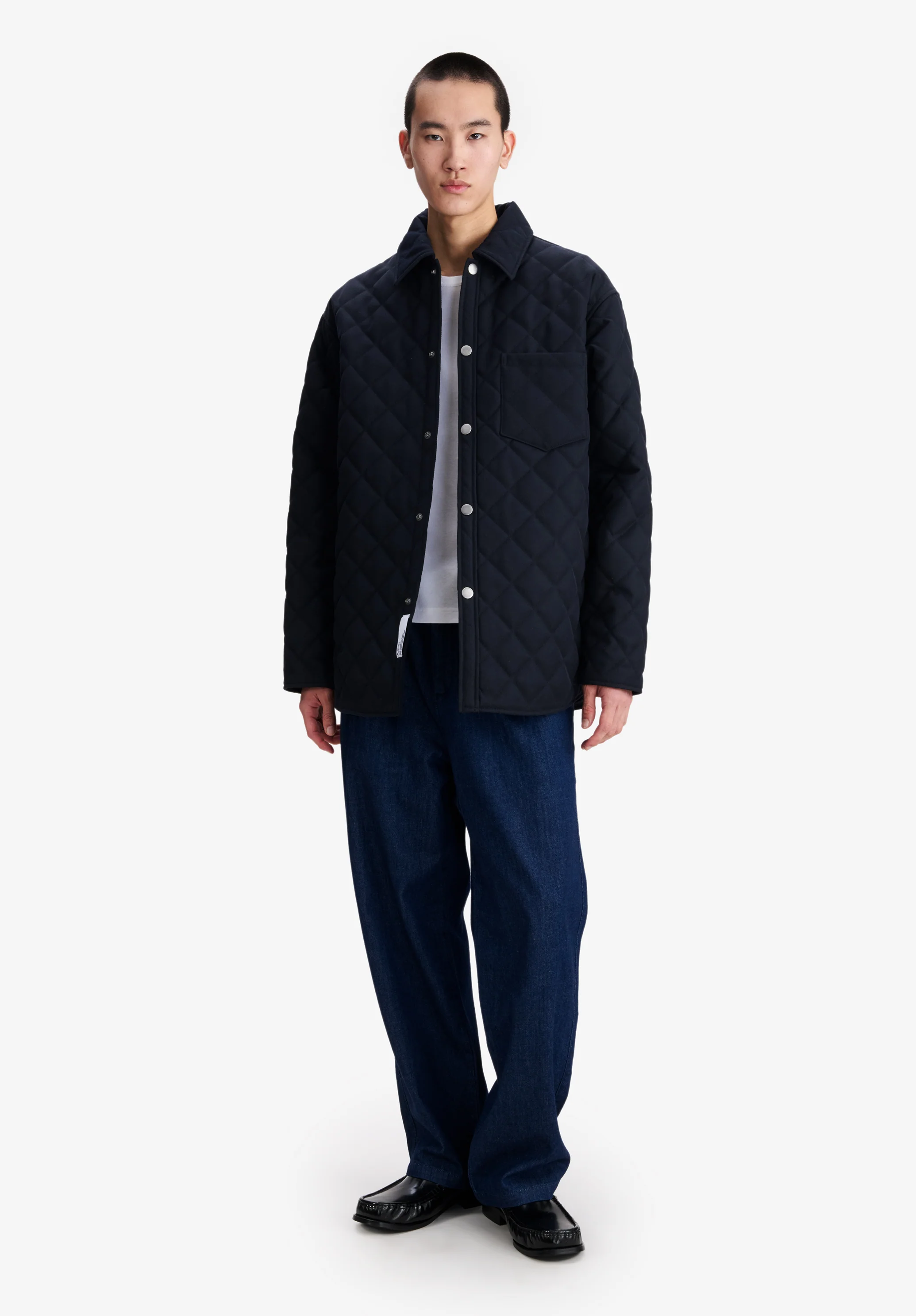 Pantalon ample à plis en denim léger - Indigo