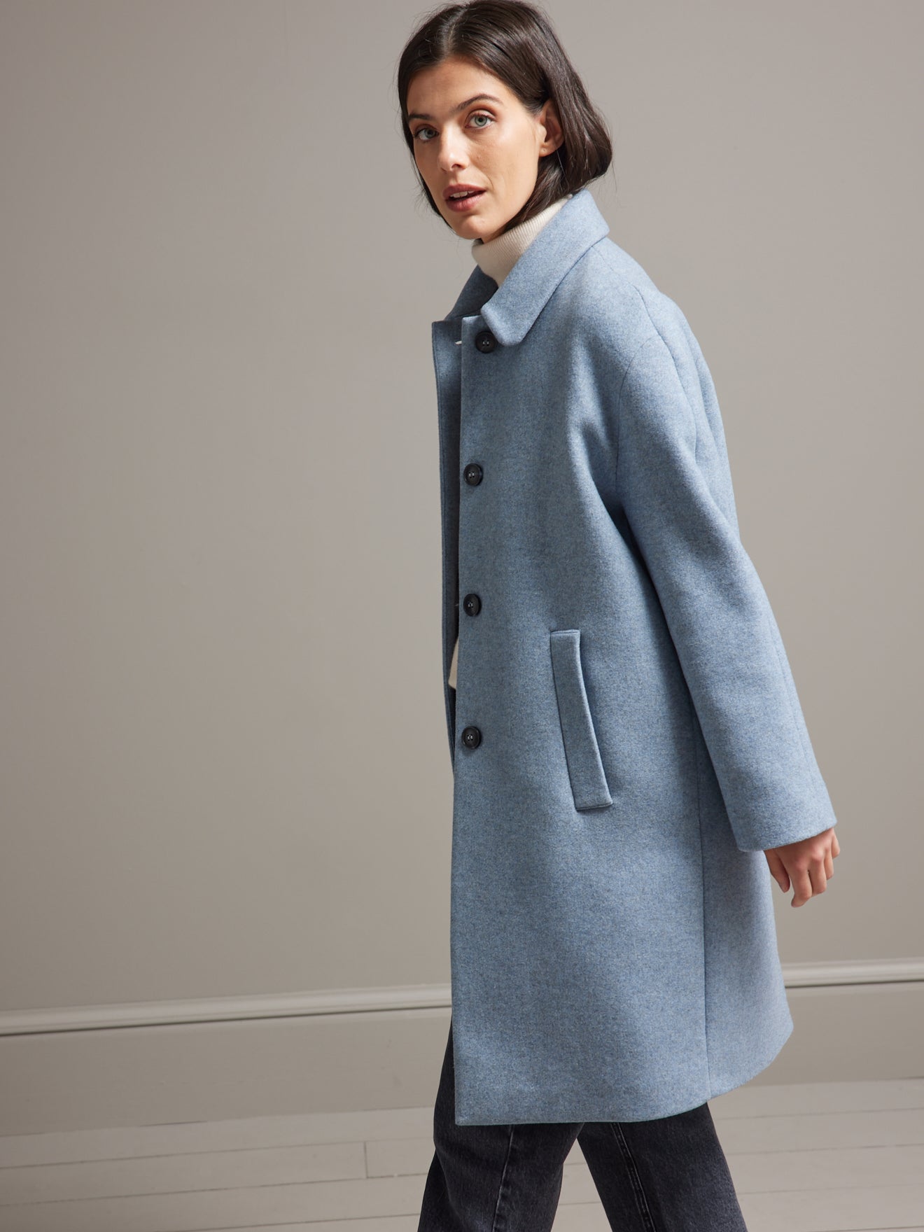 Manteau long drap de laine femme laine recyclée