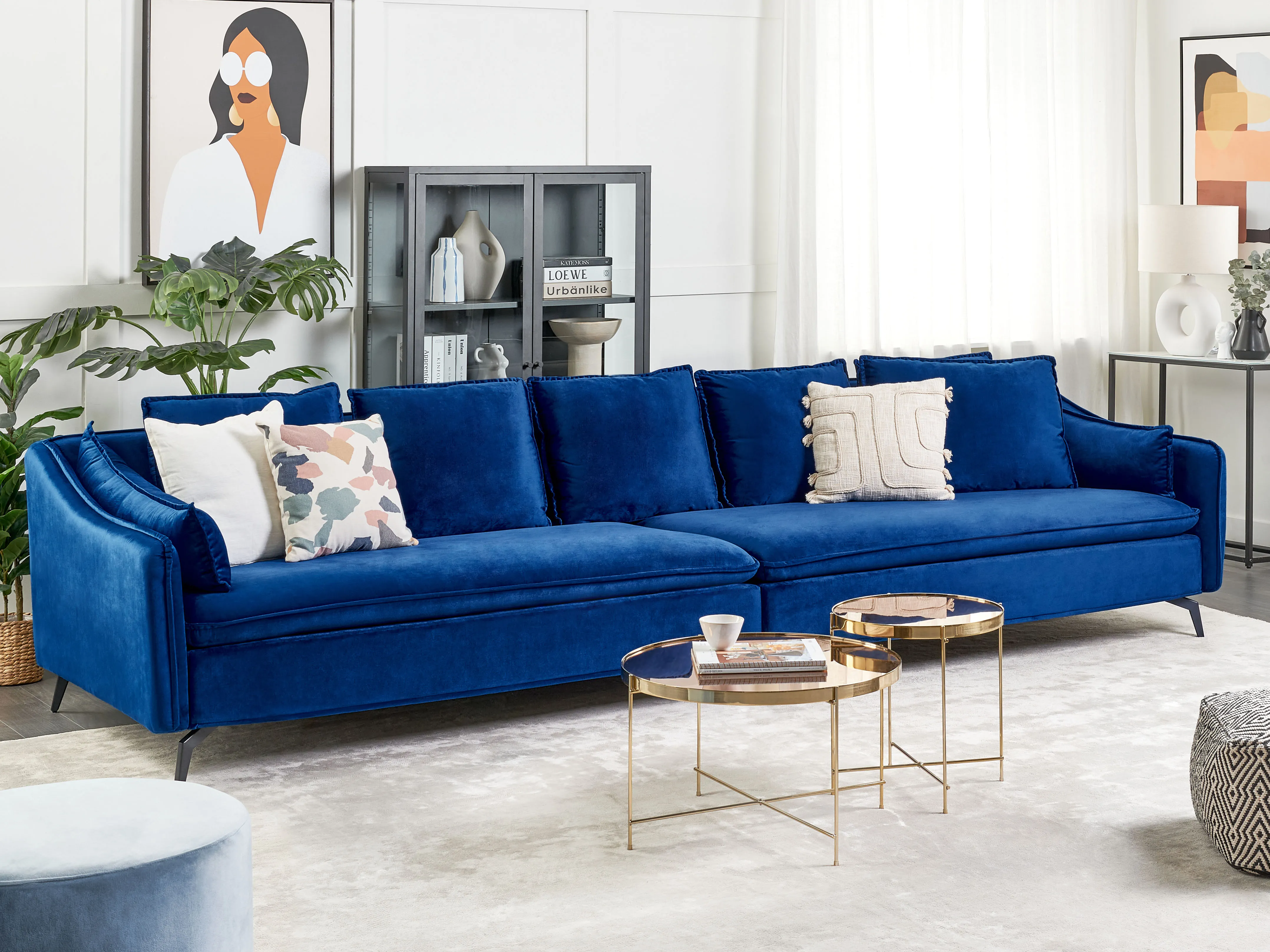 Bank 4-zits AURE Fluweel Marineblauw