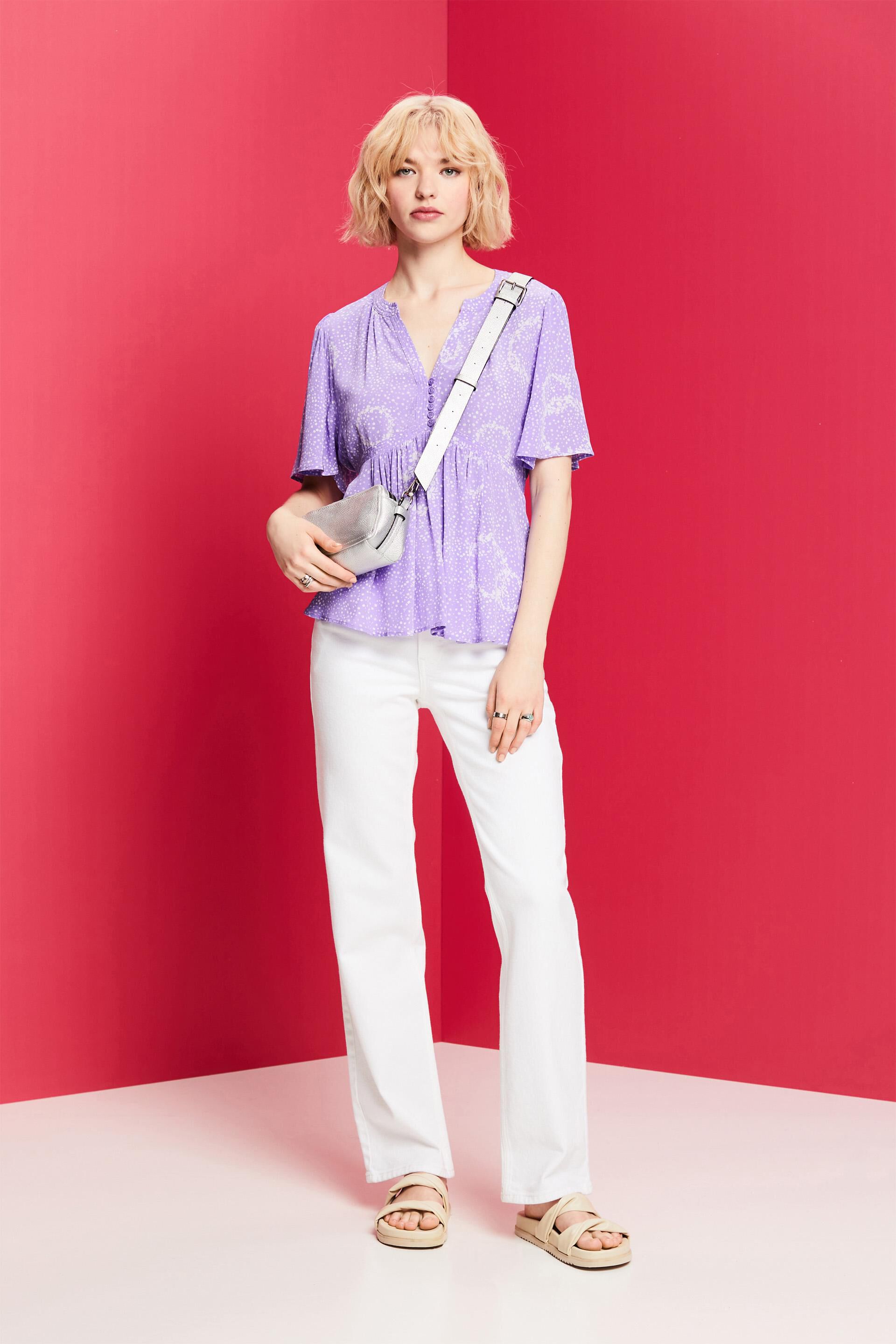 Blouse imprimée à liens de serrage au dos