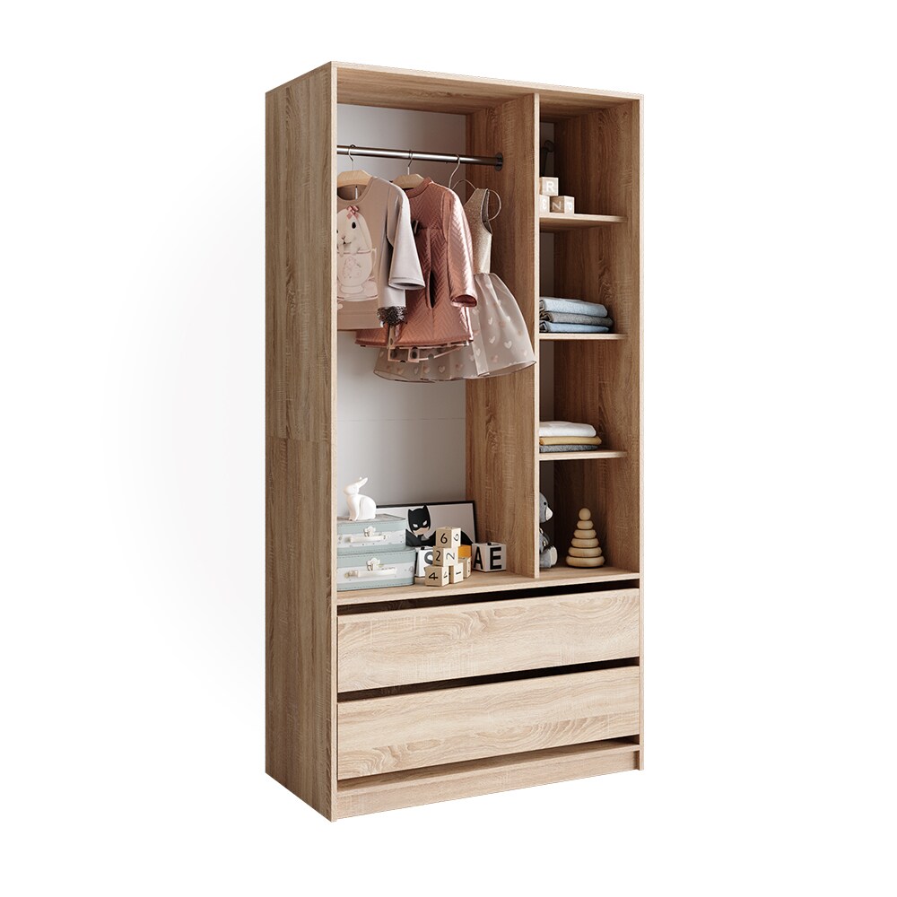 Vicco Kinderkleiderschrank Elmo Eiche 100 x 200 cm mit 2 Schubladen