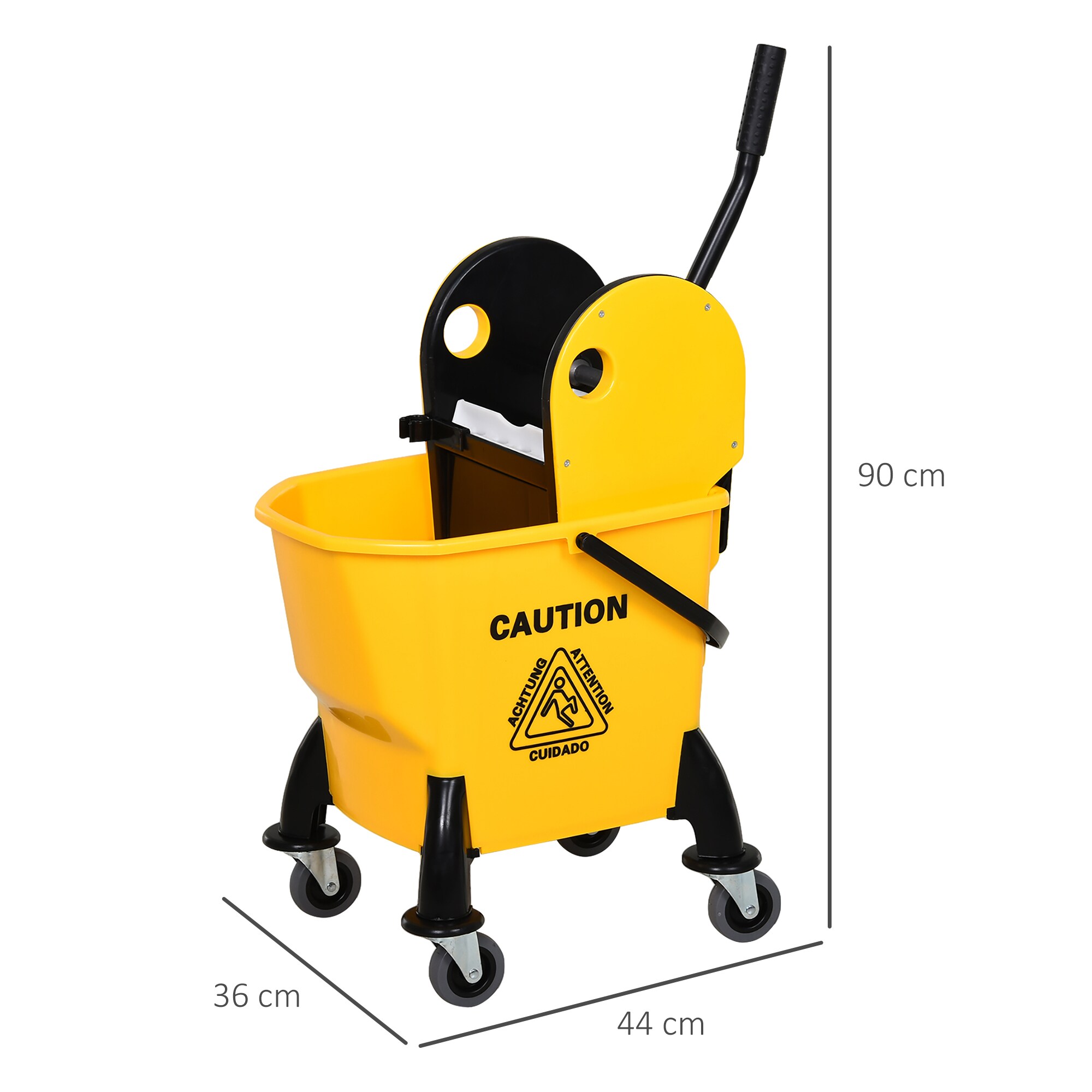 HOMCOM Wischwagen mit Auswringvorrichtung gelb 44 x 36 x 90 cm (LxBxH)