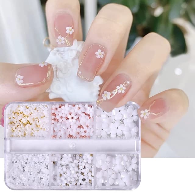 3D blomster Nail Art Charms Hvid