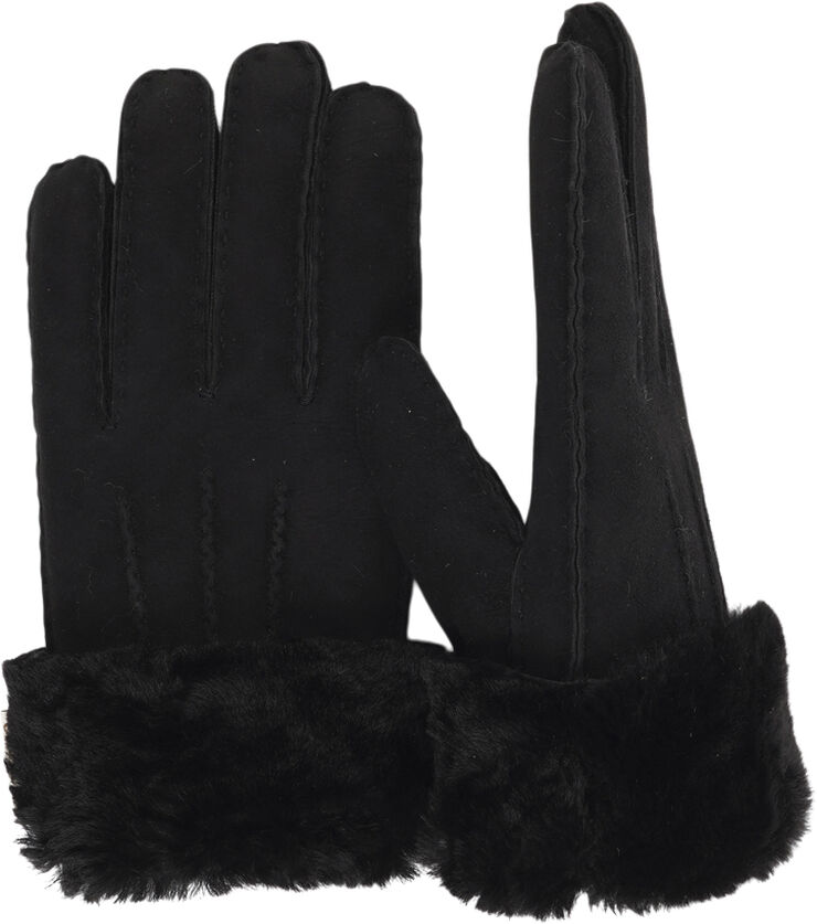 Lovelies KELLY - GLOWES - SHEEP SKIN WITH SHEARLING CUFF Black