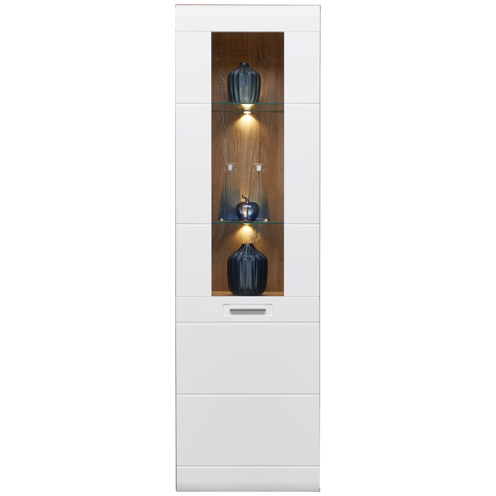 Luca Bessoni Standvitrine AURIS - weiß-Flagstaff Eiche - 60 cm
