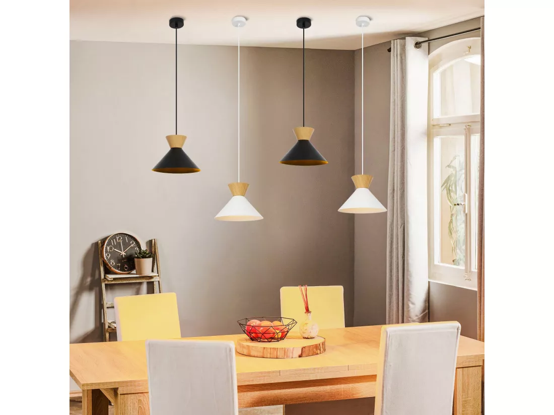 NETTLIFE Suspension Vintage Salle à Manger 2x Lampe Suspendue Noire Lampe Suspendue Industrielle E27 Métal Rétro