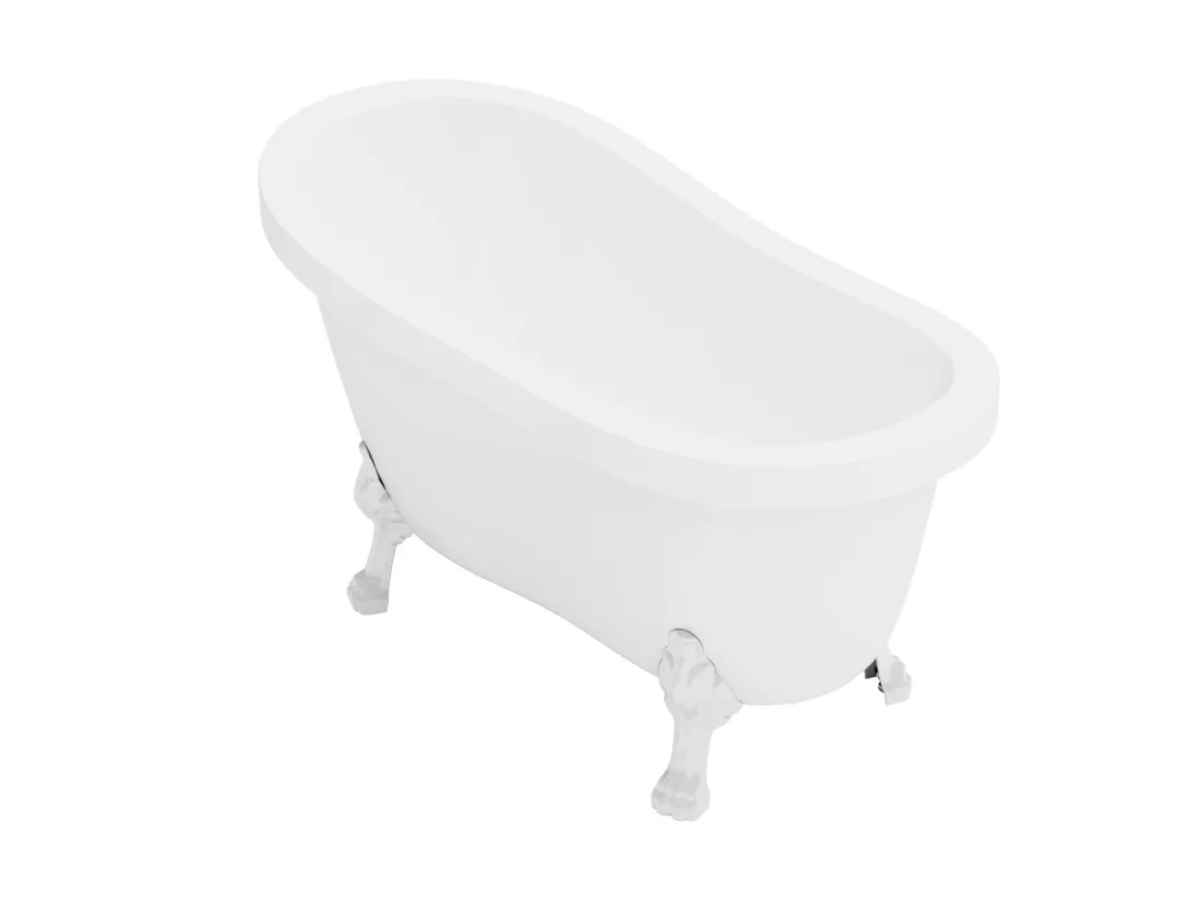 Baignoire îlot rétro avec pieds de lion blancs - 200 L - 145 x 74 x 77 cm - Blanche - NISOS II
