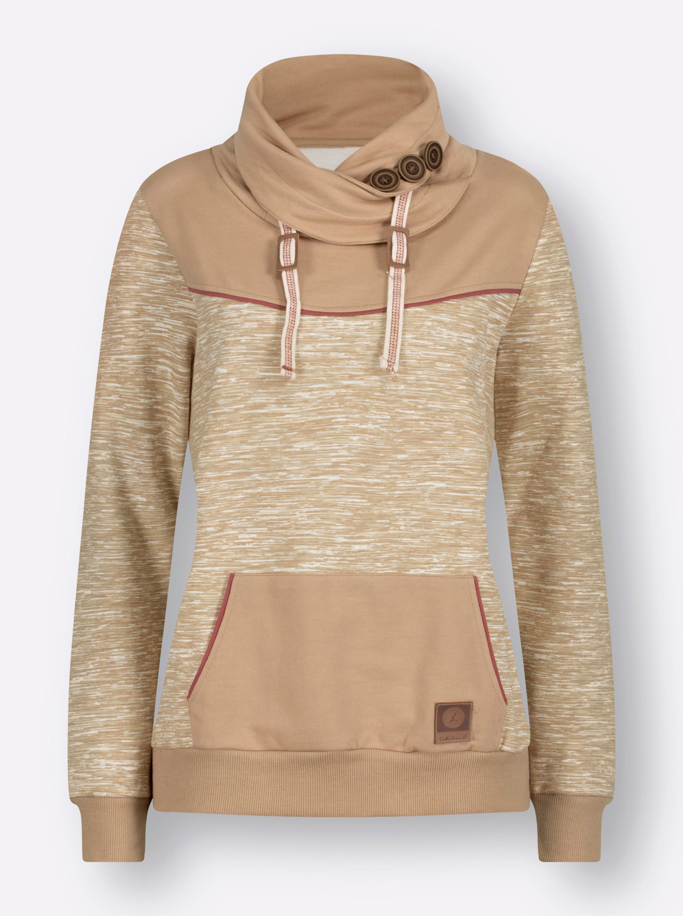Sweatshirt in camel-weiß-meliert