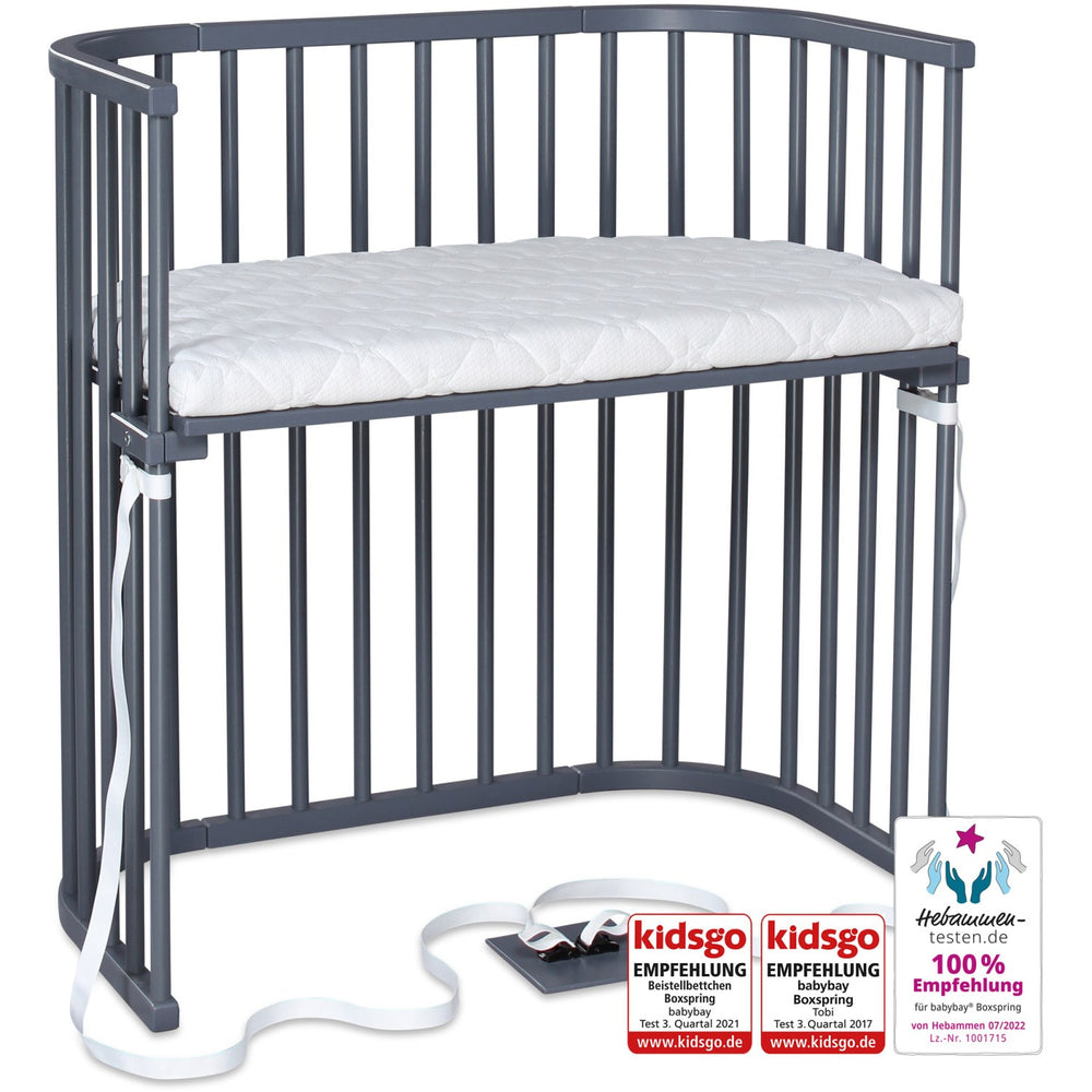 Køb babybay® Bedside Crib Grå Varnished Boxspring Co-Sleeper Babyseng