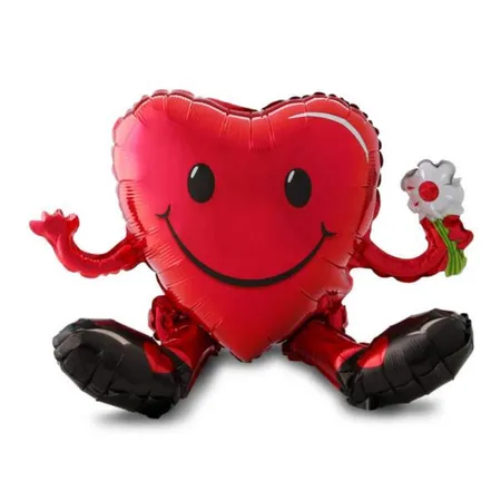amscan Folienballon Sitting Smiley Heart 50 x 33 cm