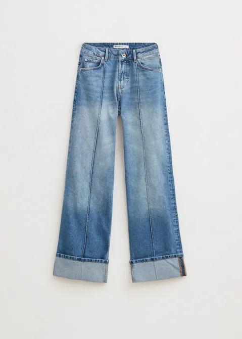 Wijde pintuck jeans blauw (BLW.USD)