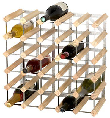 Casier 30 bouteilles en bois et métal galvanisé