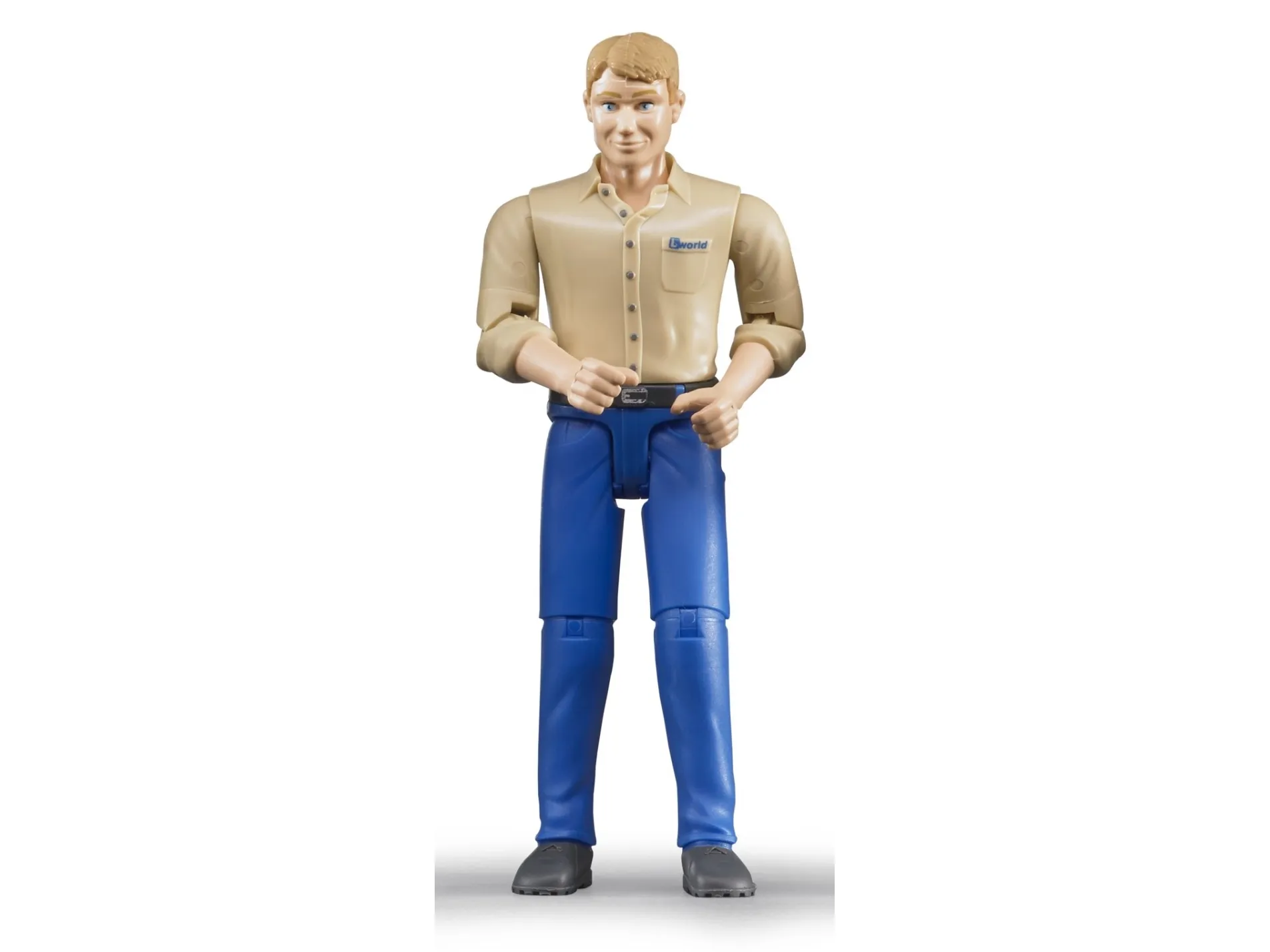 Bruder Man, light skin, blue jeans toy