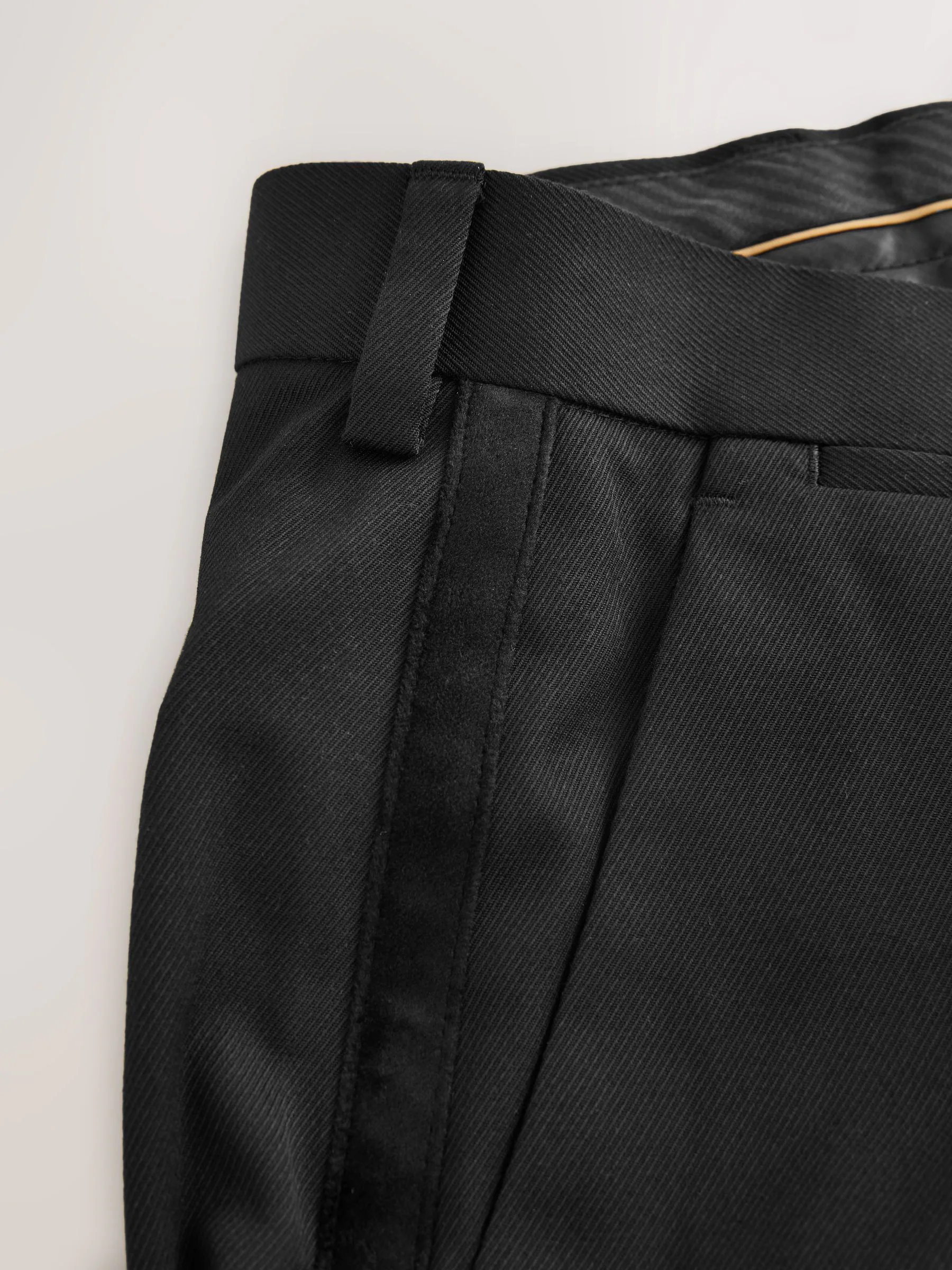 Zwart - Regular Fit Smart Tuxedo Trousers With Velvet Side Tape Detail