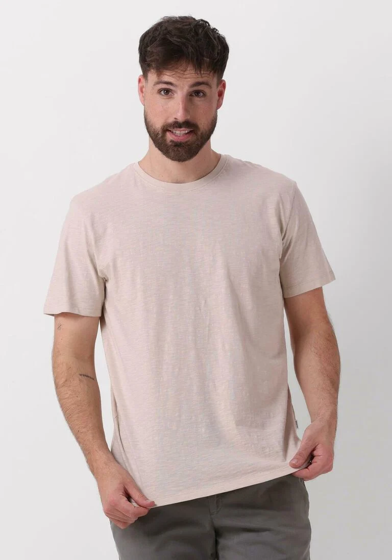 SELECTED HOMME beige selected homme t-shirt slhaspen slub ss o-neck tee noos