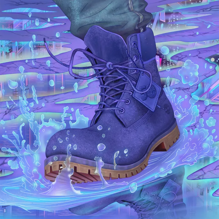 Bota Timberland Premium de 6 polegadas impermeável, edição 50, para mulheres, na cor azul.