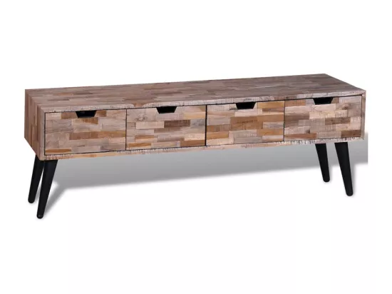 Table console TV avec 4 tiroirs Bois de teck recyclé