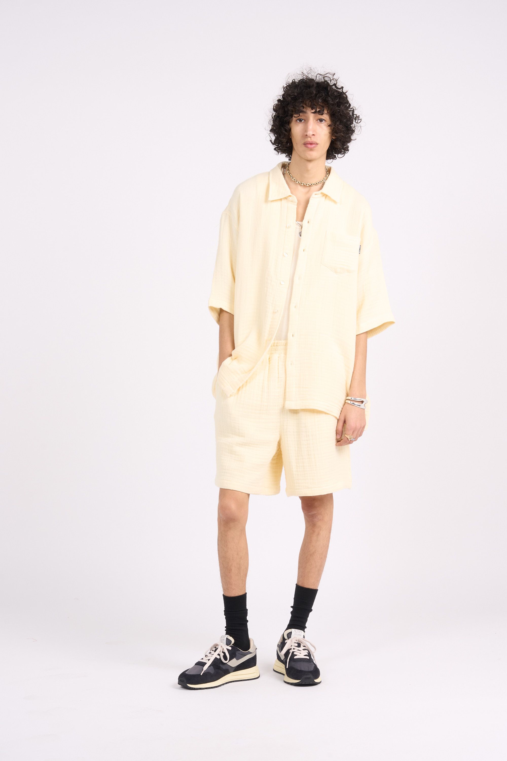 Daily Paper Chemise enzi seersucker ss shirt Jaune