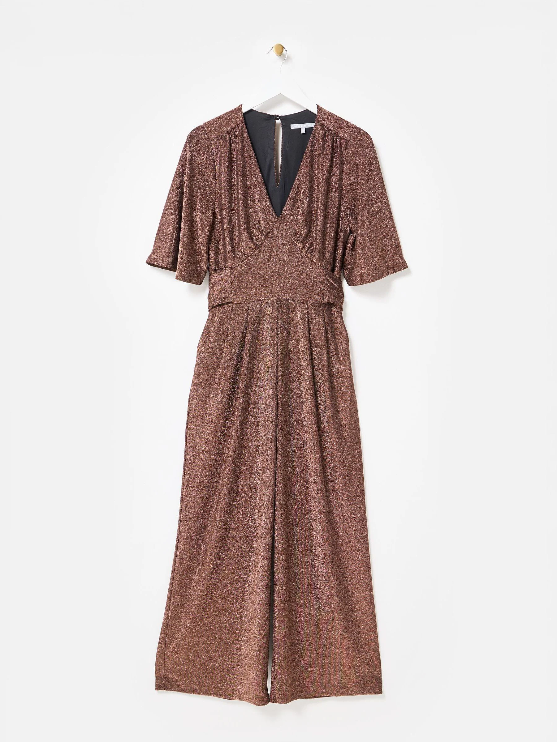 Oliver Bonas Shimmer V-Neck Short Sleeve Jumpsuit
