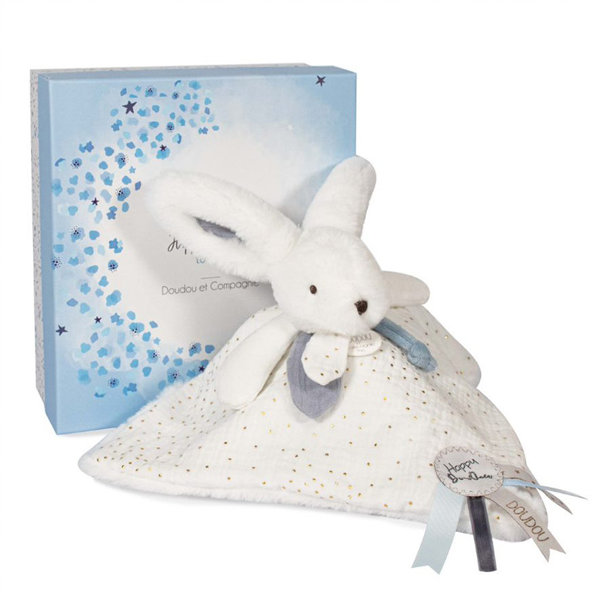 Doudou pompon blanc Happy Glossy