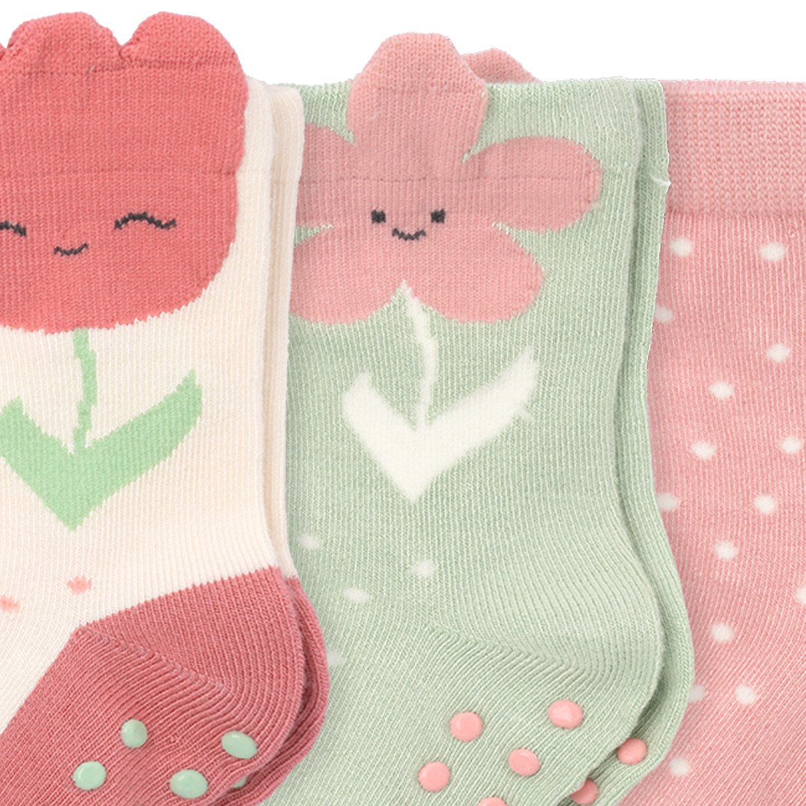 Topomini 3 Paar Baby Stoppersocken im Set rosa / salbei / creme