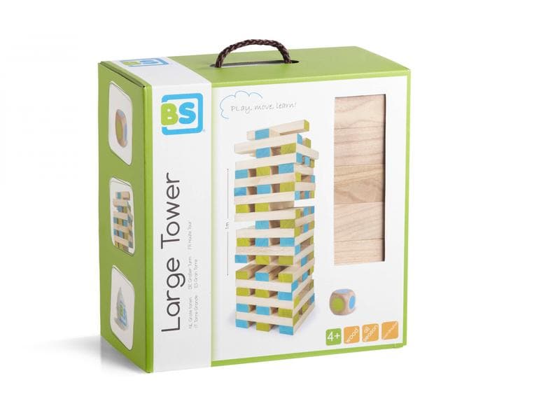 BS Toys Spiel Riesenturm ca. 100 cm Holzblockturm 60-teilig
