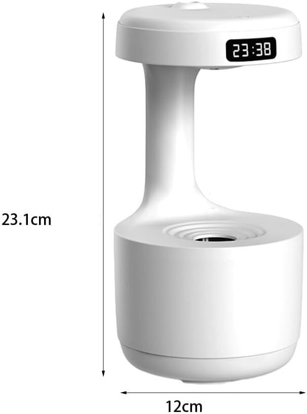 (600ml) 3 LED's Wassertropfen Luftbefeuchter USB Aroma Öl Diffuser mit LCD Display - Weiss