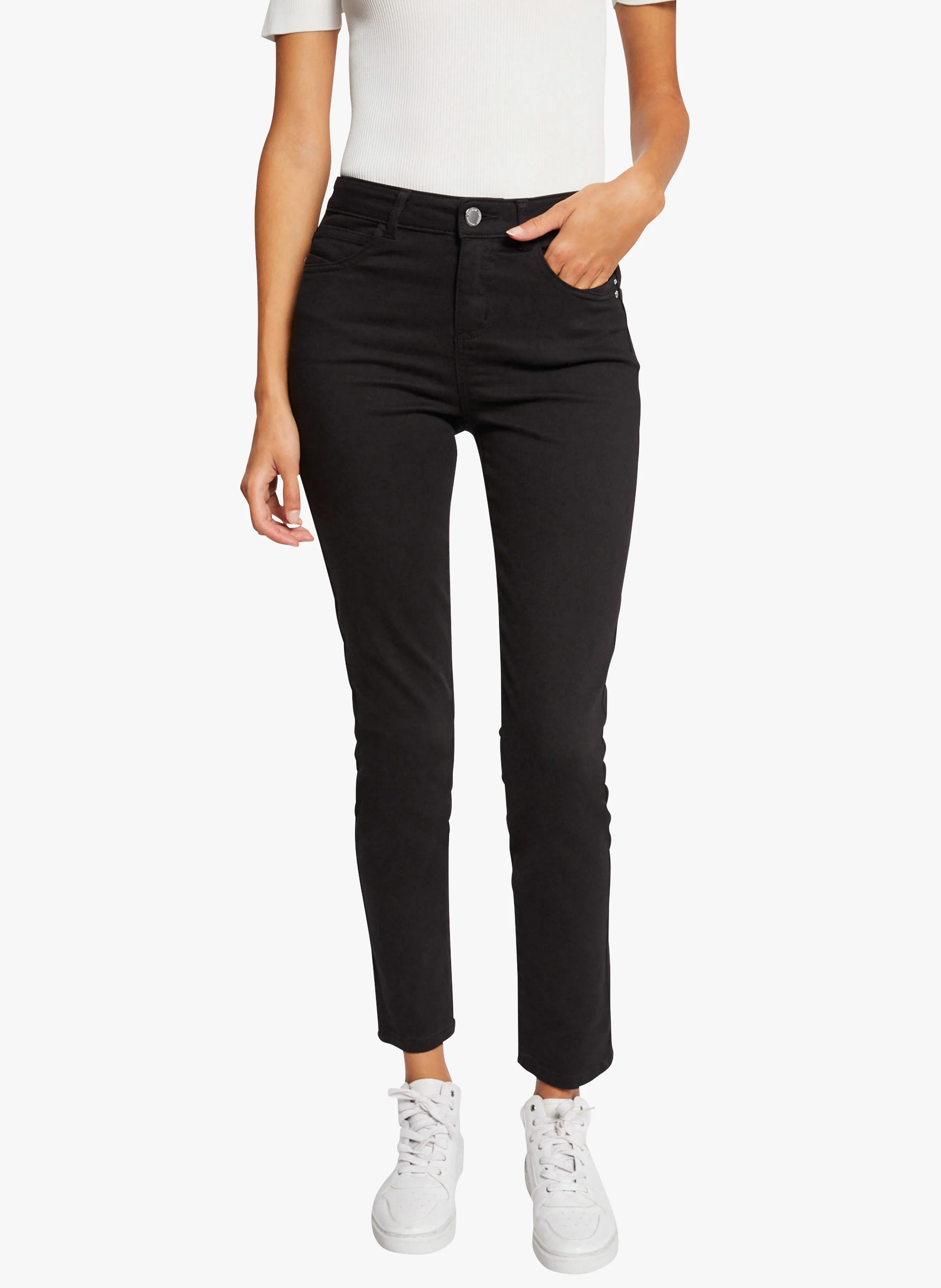 PRETTY - Jean skinny en coton mélangé| Noir