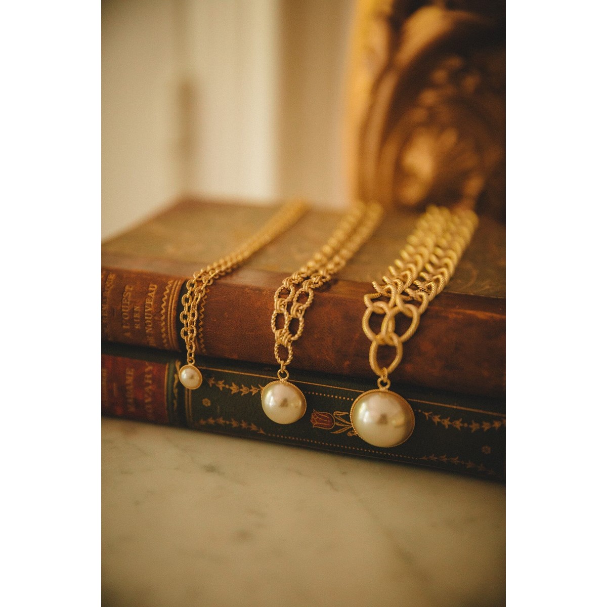 collier perle doré à l'or fin - NÉLYA