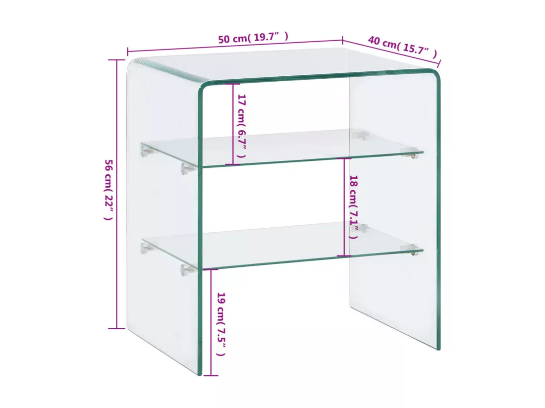 Table basse 50 x 40 x 56 cm Verre trempé