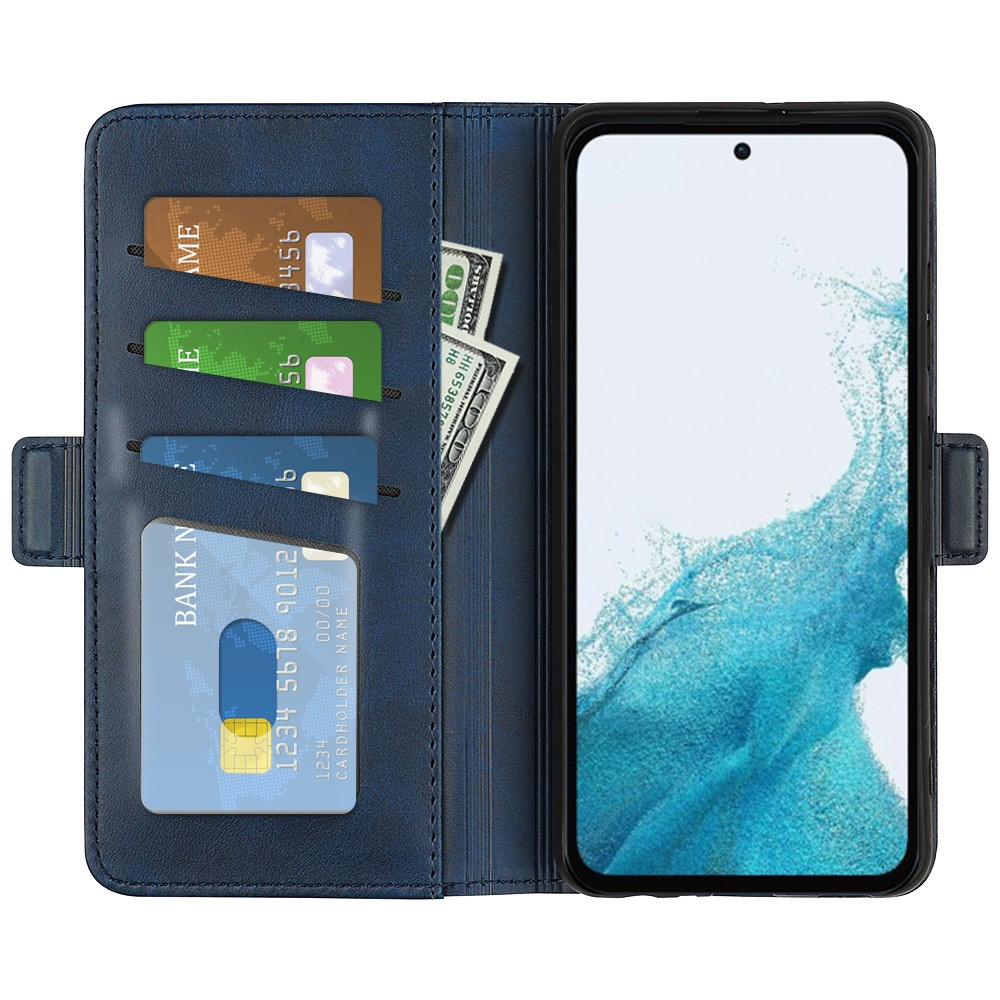 Samsung Galaxy A54 5G Vintage Leder Tasche Flip Cover Fashion Design - Blau