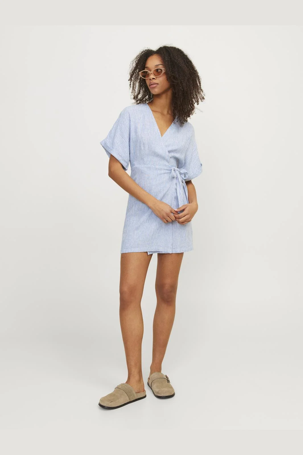 Jjxx Jxraya Linen Blend Wrap Dress 4523055 silver lake blue bone white