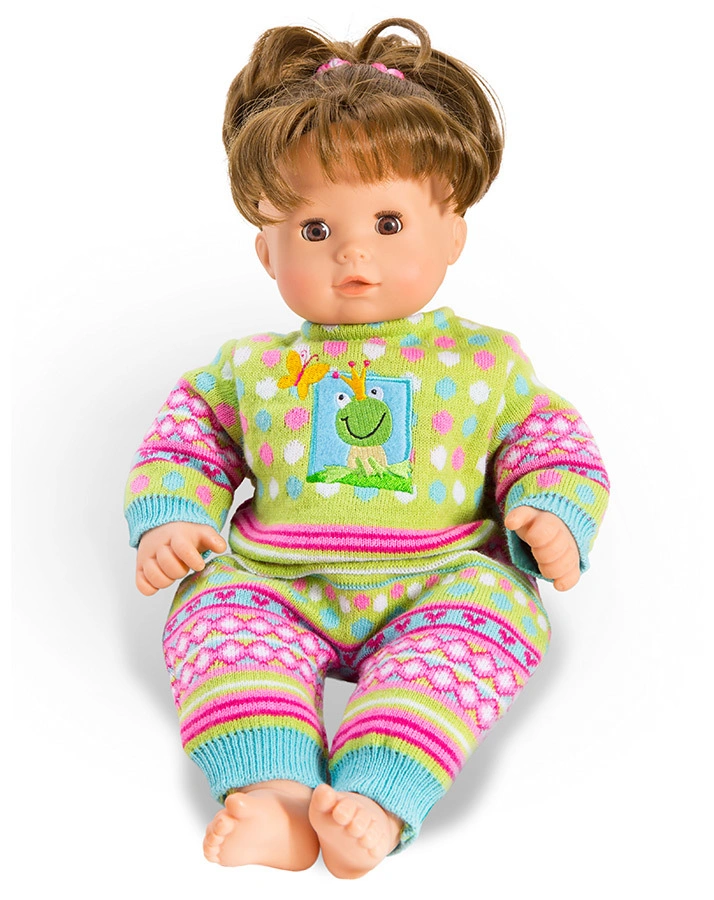 Puppenkleidung STRICKSTRAMPLER FROSCH klein (28-35 cm)
