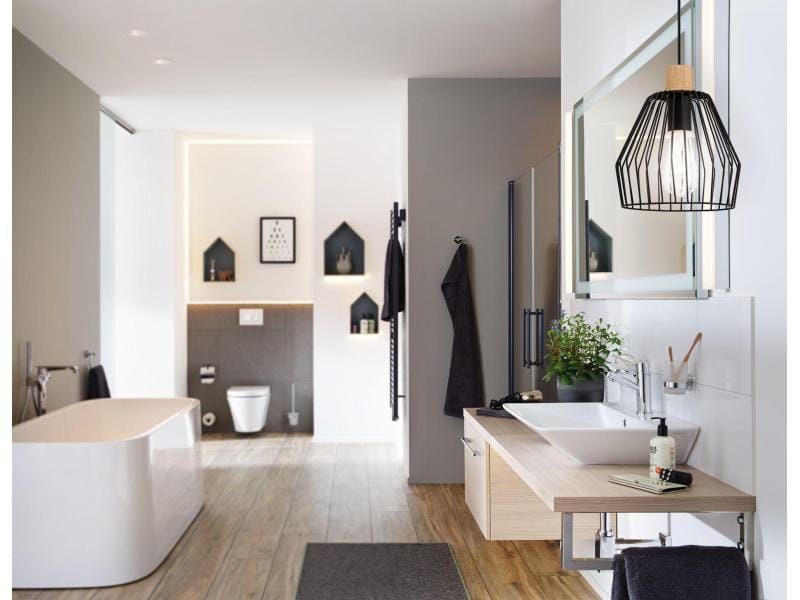Paulmann Badezimmerleuchte CAMEO, 1x E27 Pendelleuchte aus Metall und Holz mit IP44