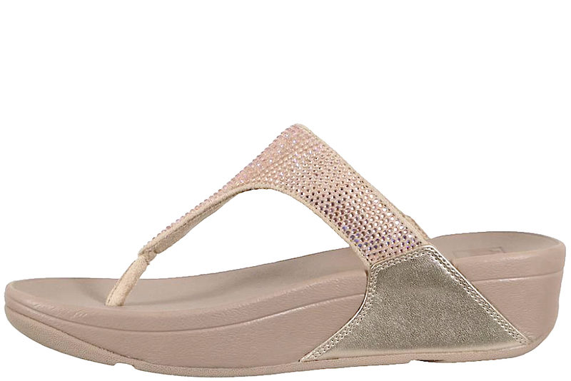 FITFLOP™ LULU CRYSTAL EMBELLISHED TOE-POST SANDALS BEIGE
