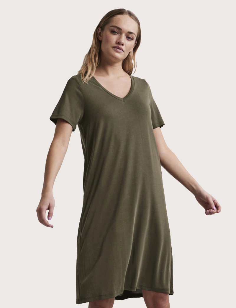 PIECES ROBE COL V KAMALA KAKI