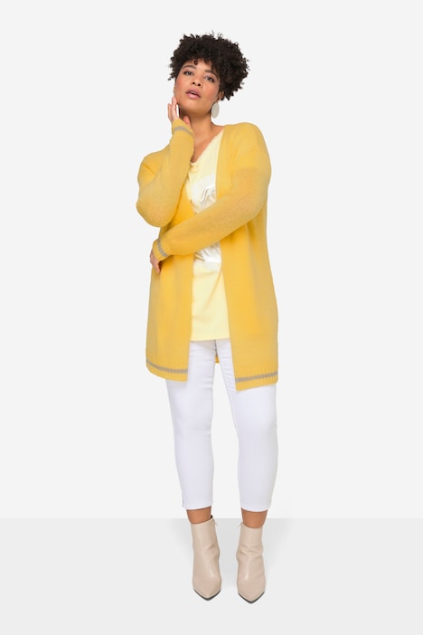 Strickjacke, Glitzer-Bündchen, offene Form, Langarm